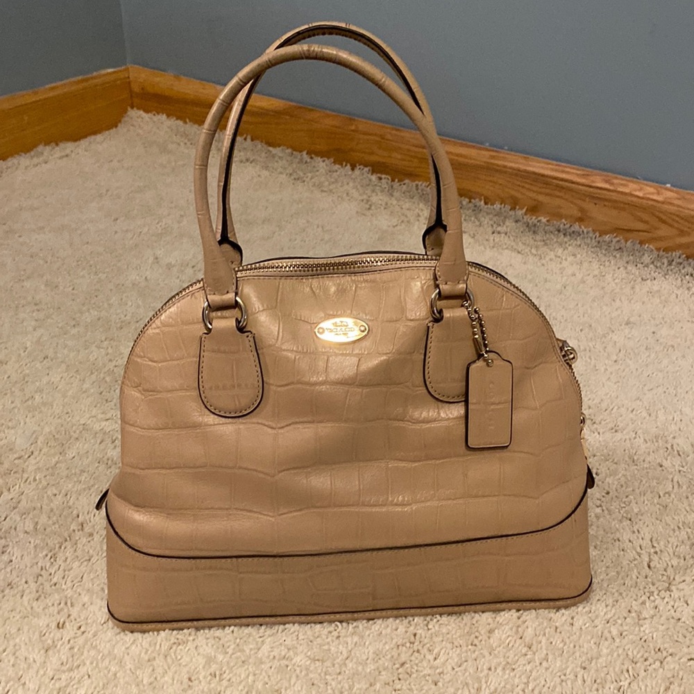 Tan Crocodile Sierra Coach Satchel